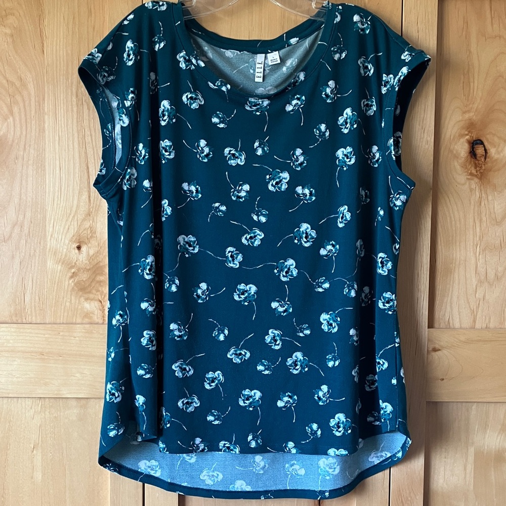 Elle Floral Tank Top in Teal and White